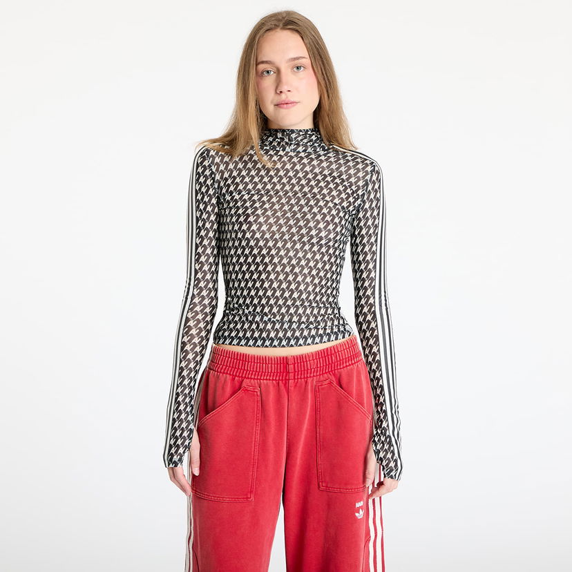 Crop Top adidas Originals adidas x Avavav Mesh Aop Long Sleeve Top Čierna | JP4854