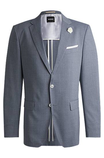Bunda BOSS Slim-Fit Patterned Wool-Blend Suit Jacket Modrá | 50540712, 0