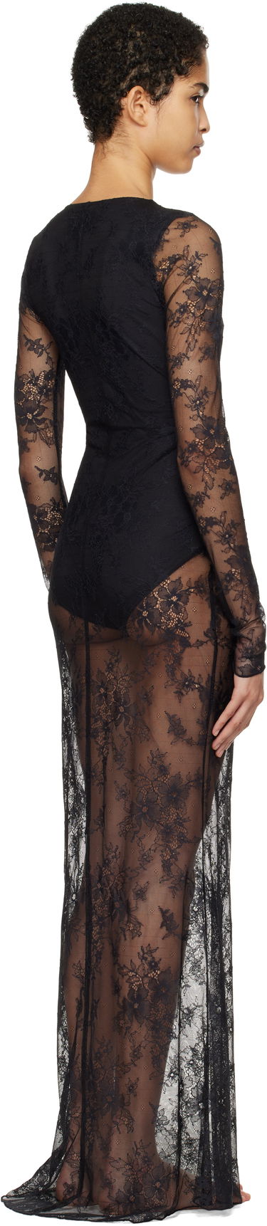 Šaty SKIMS SKIMS Ultra Fine Lace Plunge Maxi Dress Čierna | DS-DRS-6473W, 2