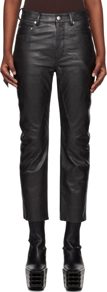 Nohavice Rick Owens Rick Owens Hollywood Detroit Cut Leather Pants Čierna | RP01E7324 LTP, 0
