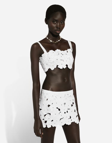 Sukňa Dolce & Gabbana Cotton Miniskirt With Floral Embroidery And Rhinestone Embellishment Biela | F4CC8ZGDCKAW0800, 3