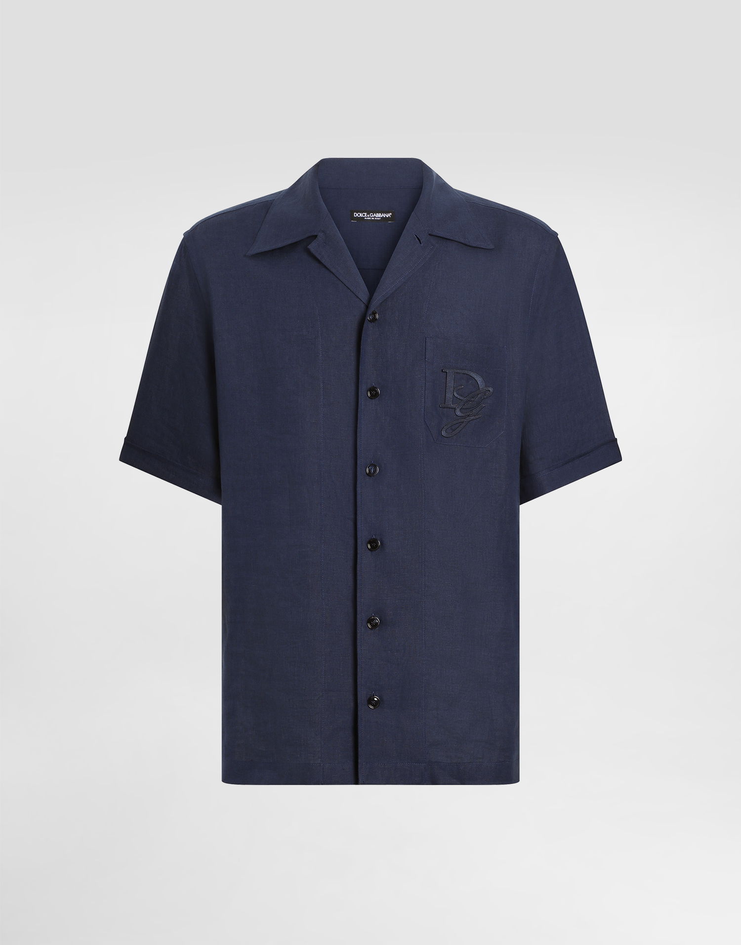 Košeľa Dolce & Gabbana Dolce & Gabbana Linen Shirt with DG Logo Embroidery Navy | G5JH9ZFU4LGB0665, 0