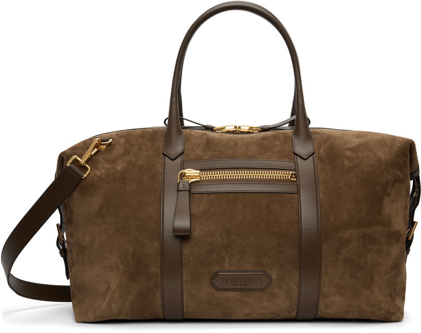 Cestovná taška Tom Ford Tom Ford Buckley Suede Holdall Duffle Bag Hnedá | H0618-LCL323G
