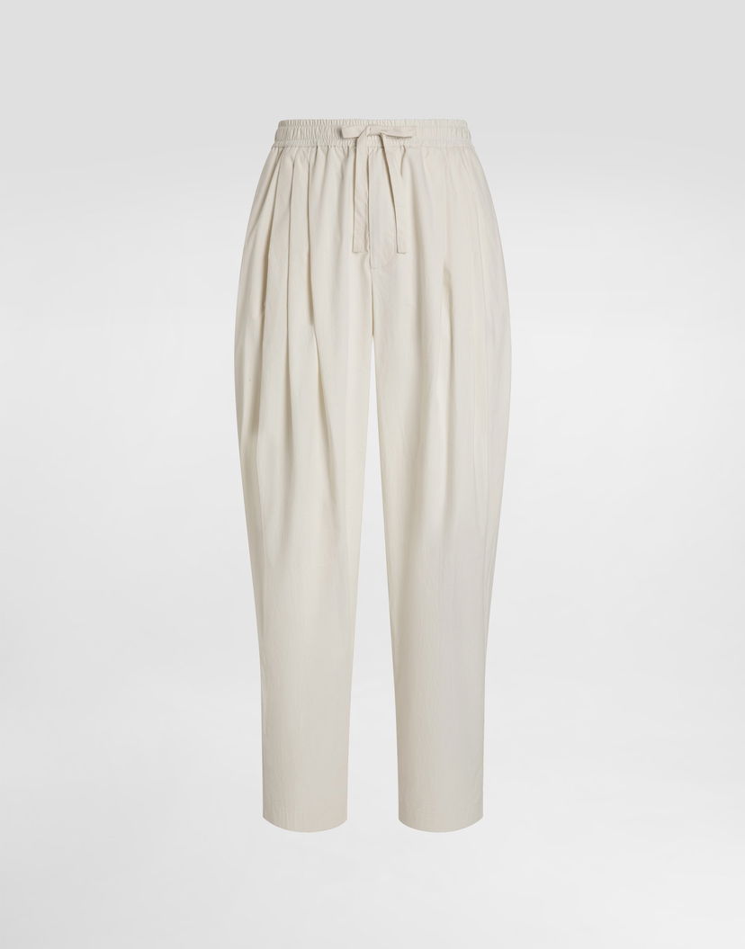 Nohavice Dolce & Gabbana Dolce & Gabbana Poplin Drawstring Cropped Trousers Biela | GP153ZFUEFJA3791