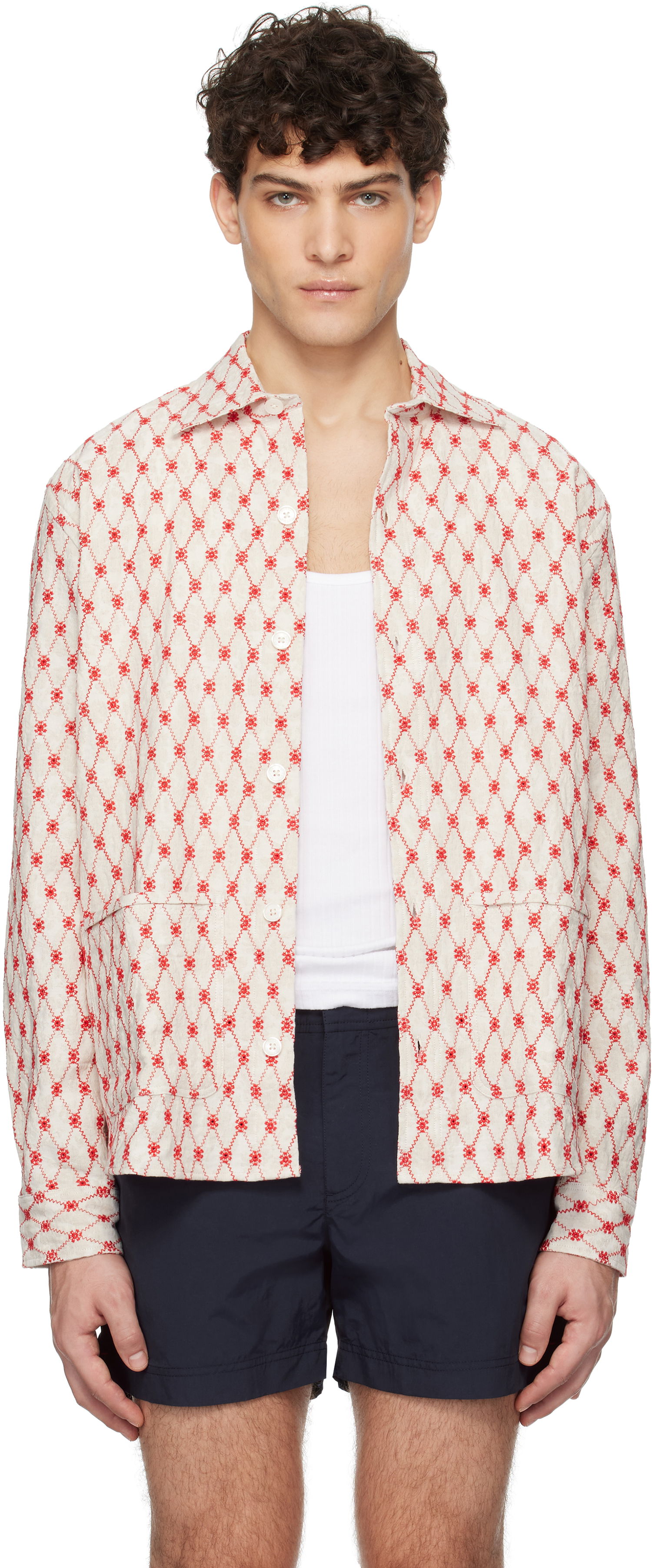 Košeľa Orlebar Brown Orlebar Brown Barkley Embroidered Resort Shirt Béžová | 280047, 0