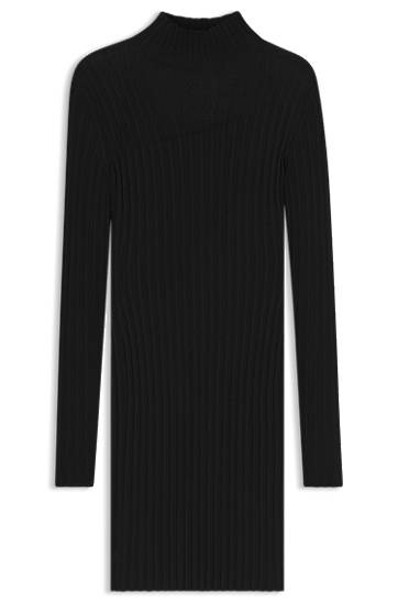 Šaty BOSS Ribbed Bodycon Dress Čierna | 50542664