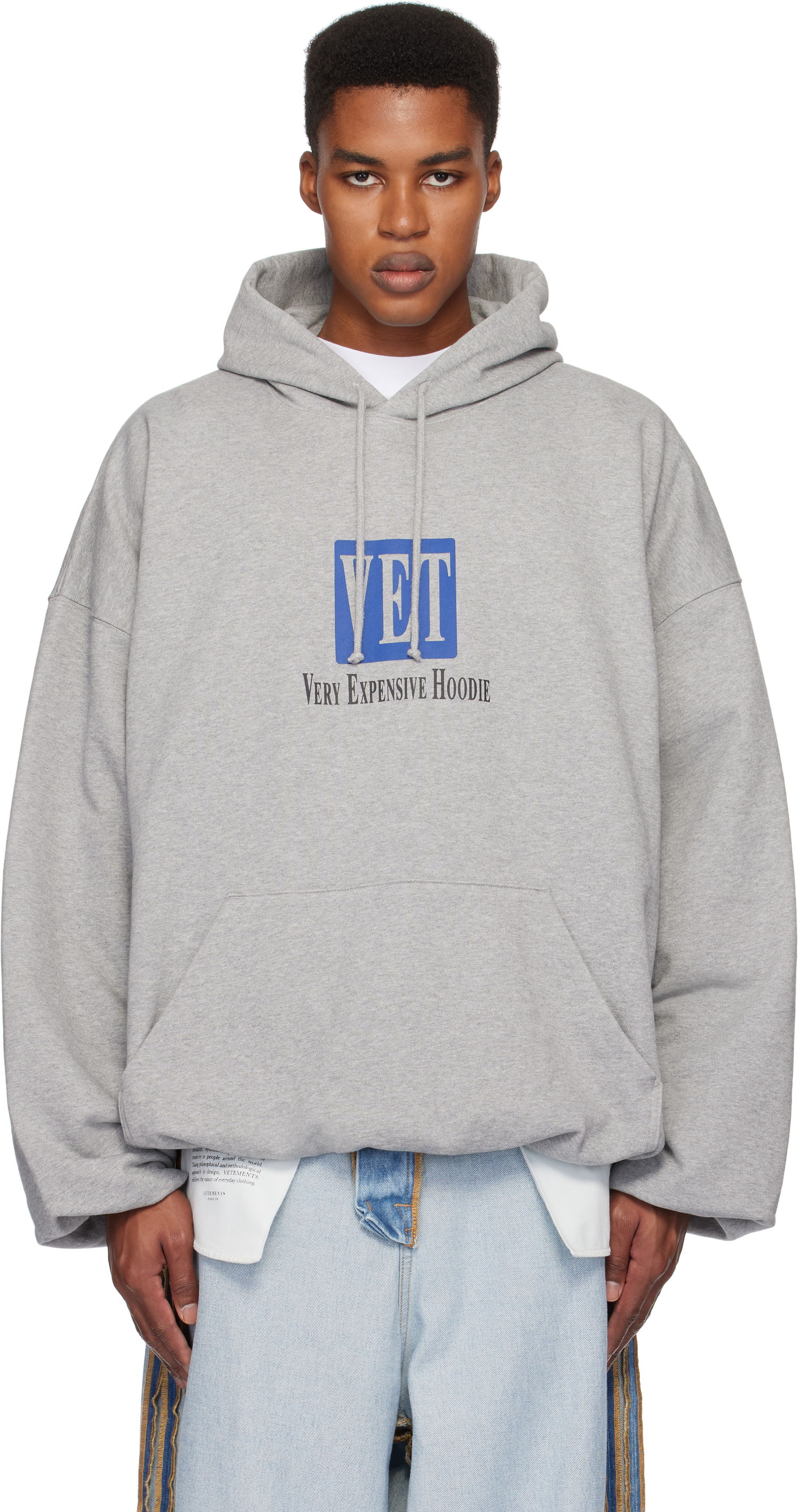 Mikina VETEMENTS 'VET' Cropped Boxy Hoodie Šedá | UA66HD640G, 0