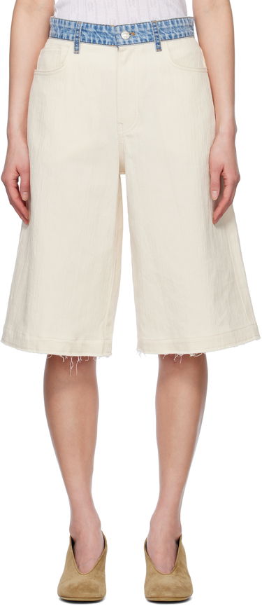 Šortky Moschino Moschino Jeans Textured Cotton Hemp Shorts Biela | 251K20345, 0