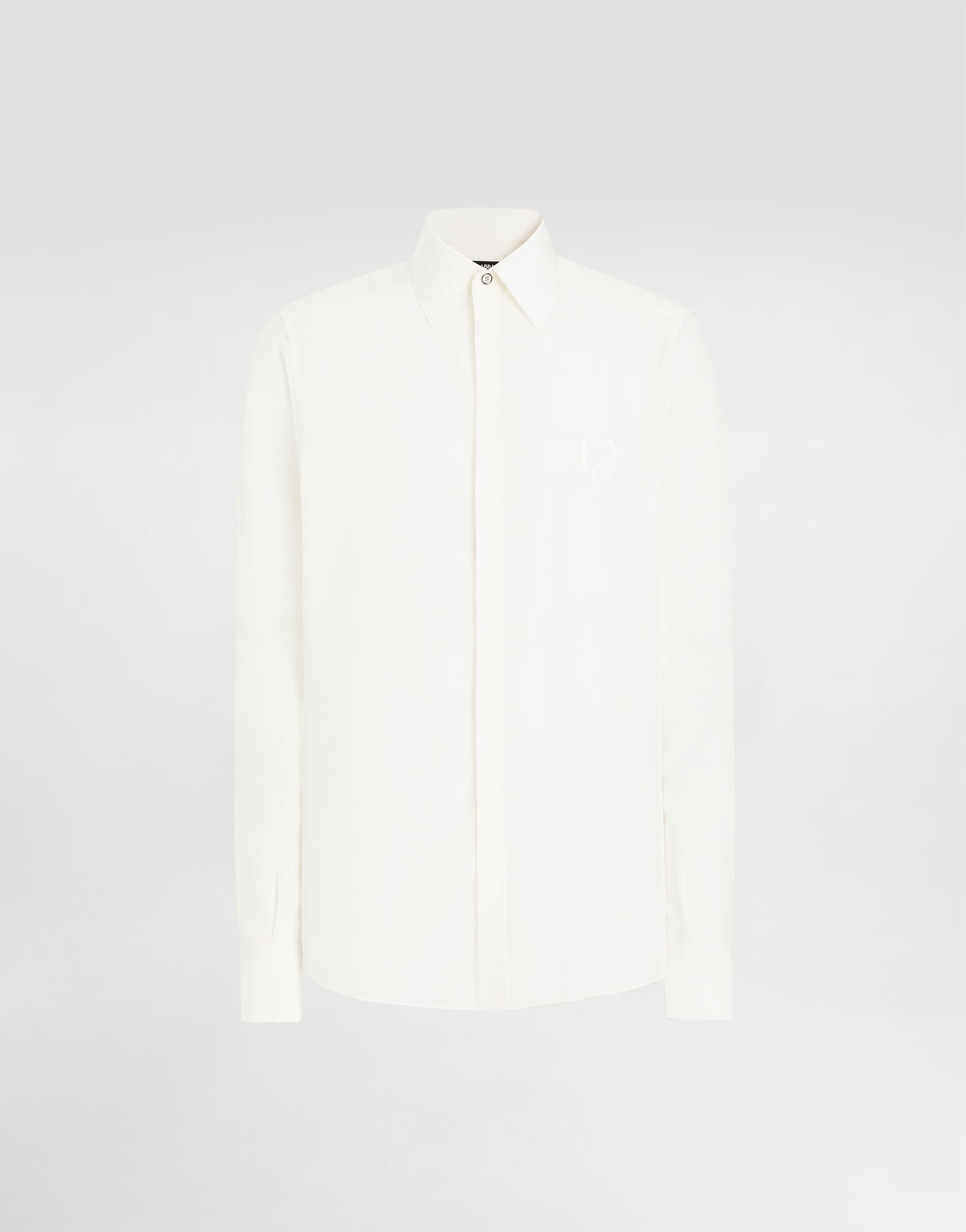 Košeľa Dolce & Gabbana Dolce & Gabbana Silk Shirt with Logo Embroidery Biela | G5MO1ZFU1UQW0111, 0