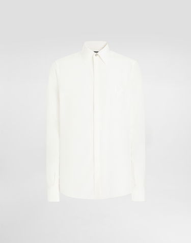 Košeľa Dolce & Gabbana Dolce & Gabbana Silk Shirt with Logo Embroidery Biela | G5MO1ZFU1UQW0111, 0