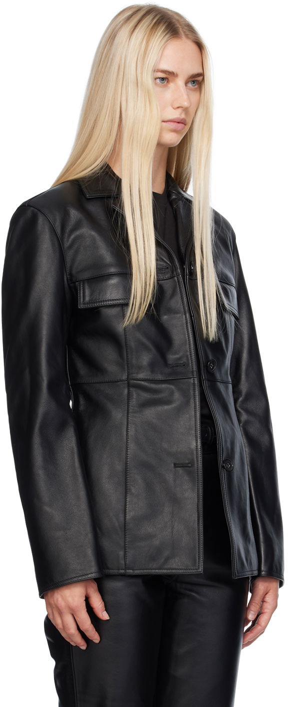 Bunda TOTEME TOTEME Hourglass Leather Jacket Čierna | 243-WRO0126-LE0065, 1