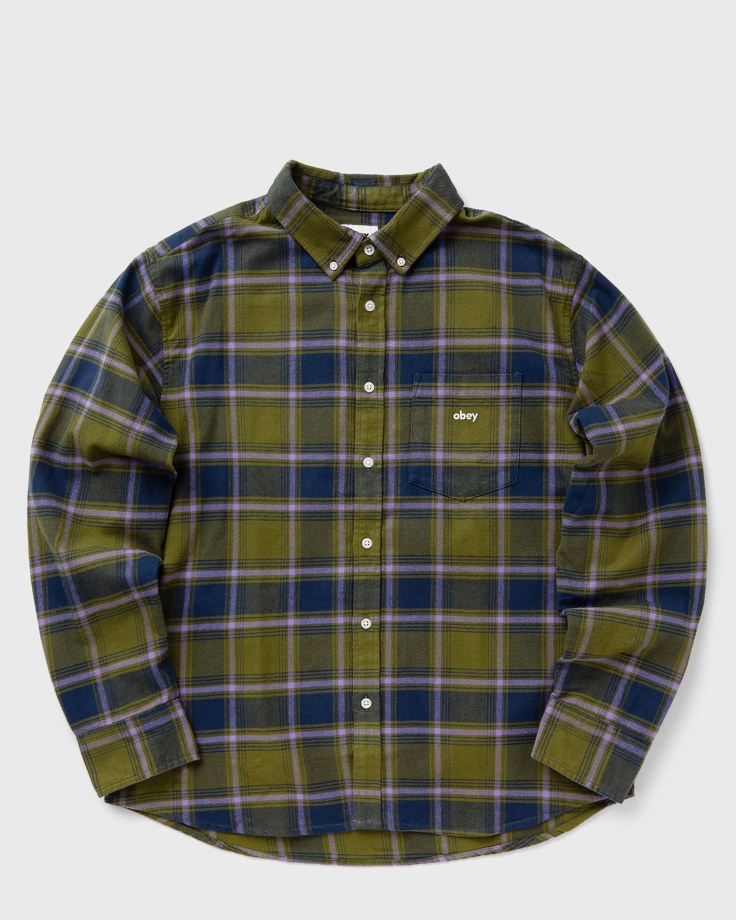 Košeľa OBEY Woven Long Sleeve Shirt Zelené | 181200407-MGN, 0