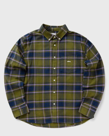 Košeľa OBEY Woven Long Sleeve Shirt Zelené | 181200407-MGN, 0
