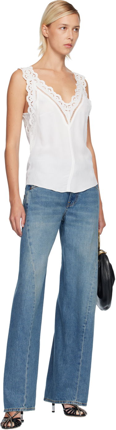 Tielko ISABEL MARANT Fradela Lace-Trim Tank Top Biela | HT0663FA-C3J11I, 3