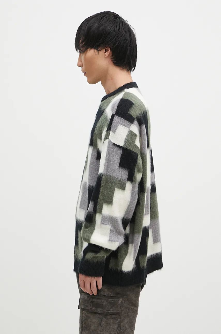 Sveter Marcelo Burlon Damier Cross Knit Crew Sweater Šedá | CMHE036F24KNI001066E, 1