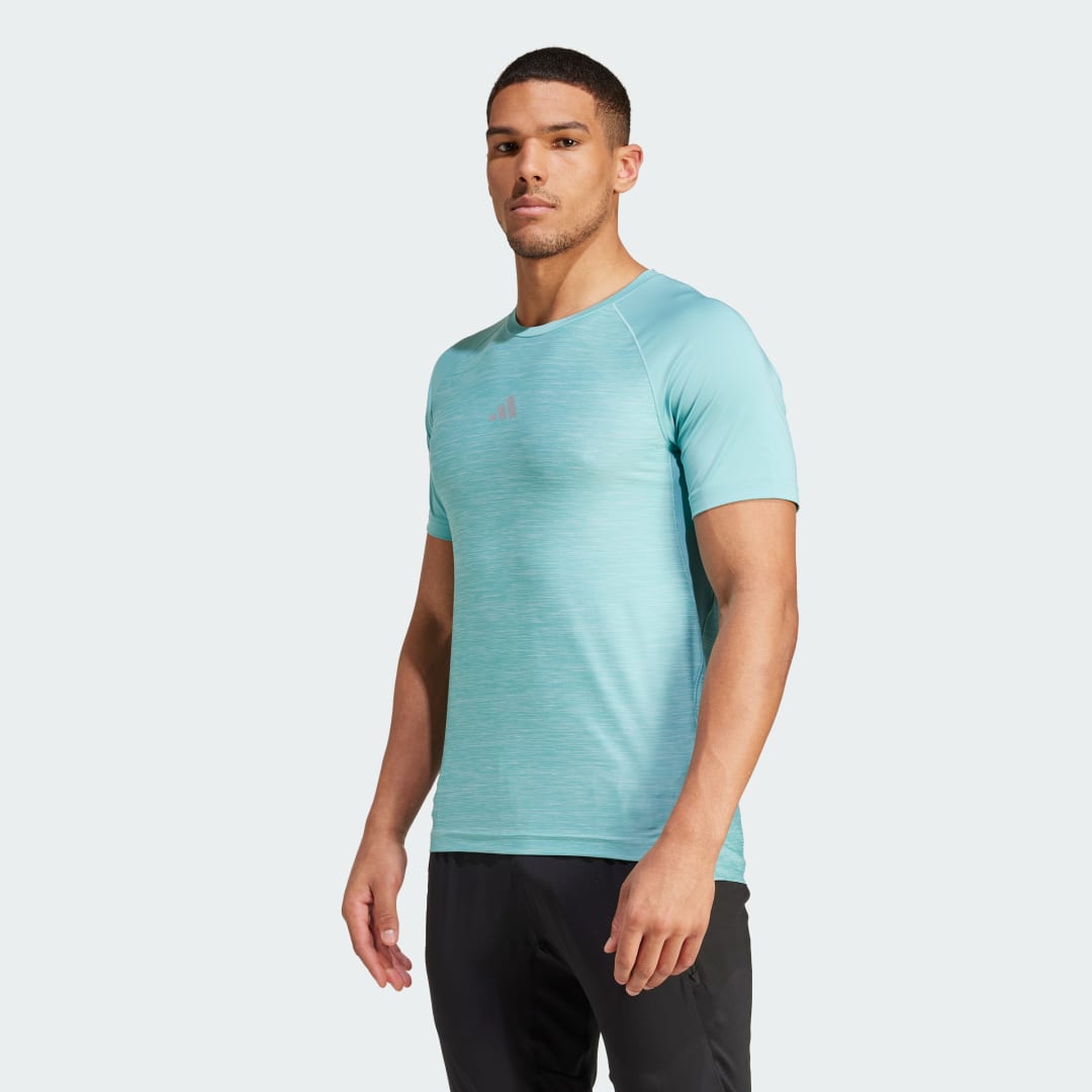 Tričko adidas Performance Gym+ Training 3-Stripes Tyrkysová | IW5894, 1