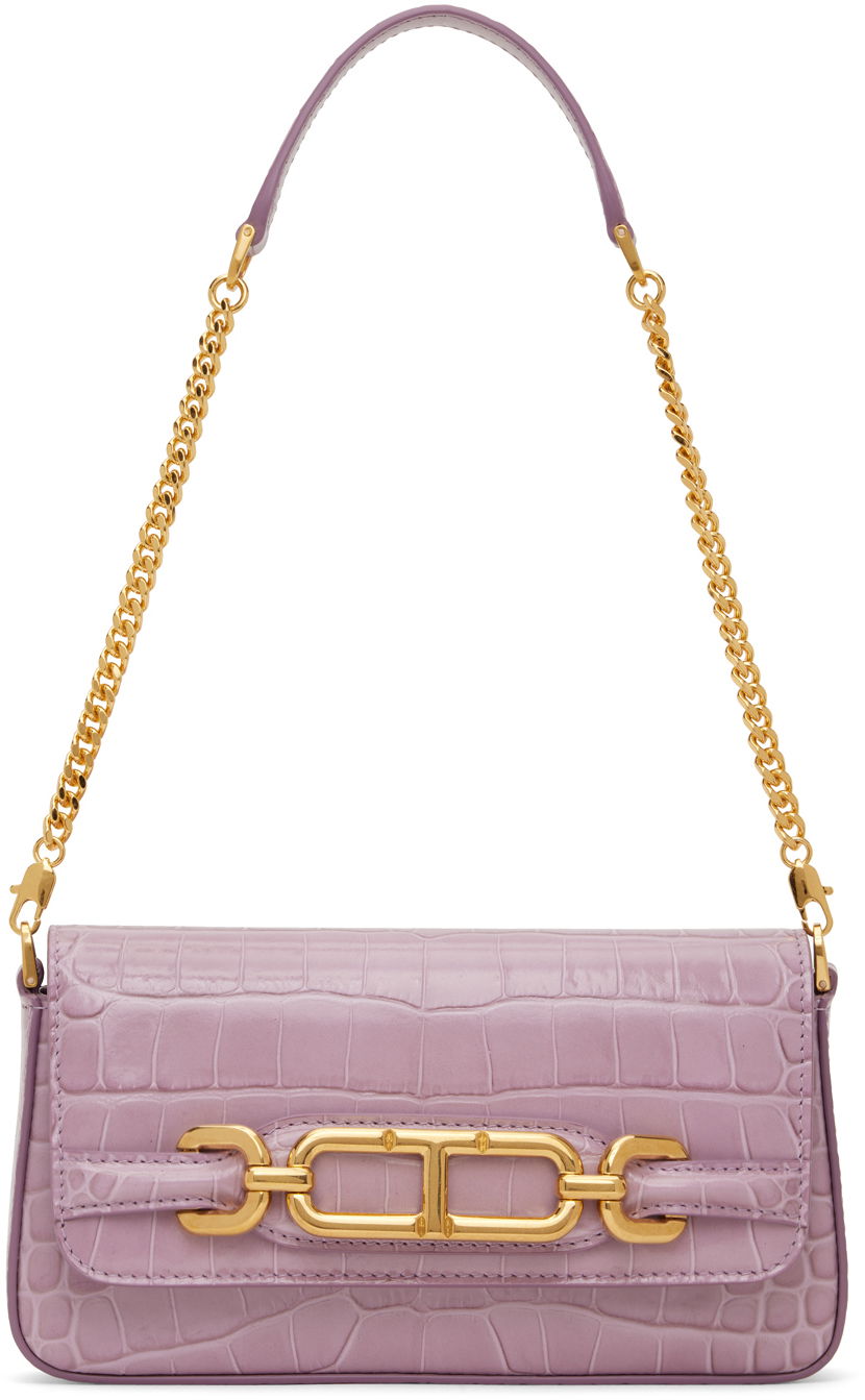 Kabelka Tom Ford Crocodile Embossed Leather Mini Bag Fialová | L1836-LCL395X, 0