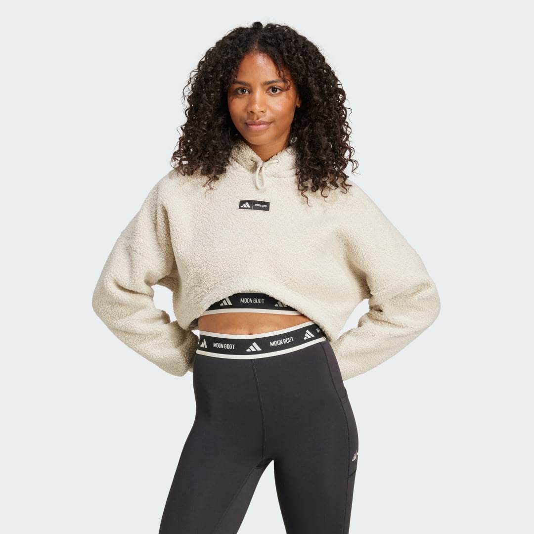 Mikina adidas Performance MOON BOOT Cropped Fleece Hoodie Biela | IY8050, 0