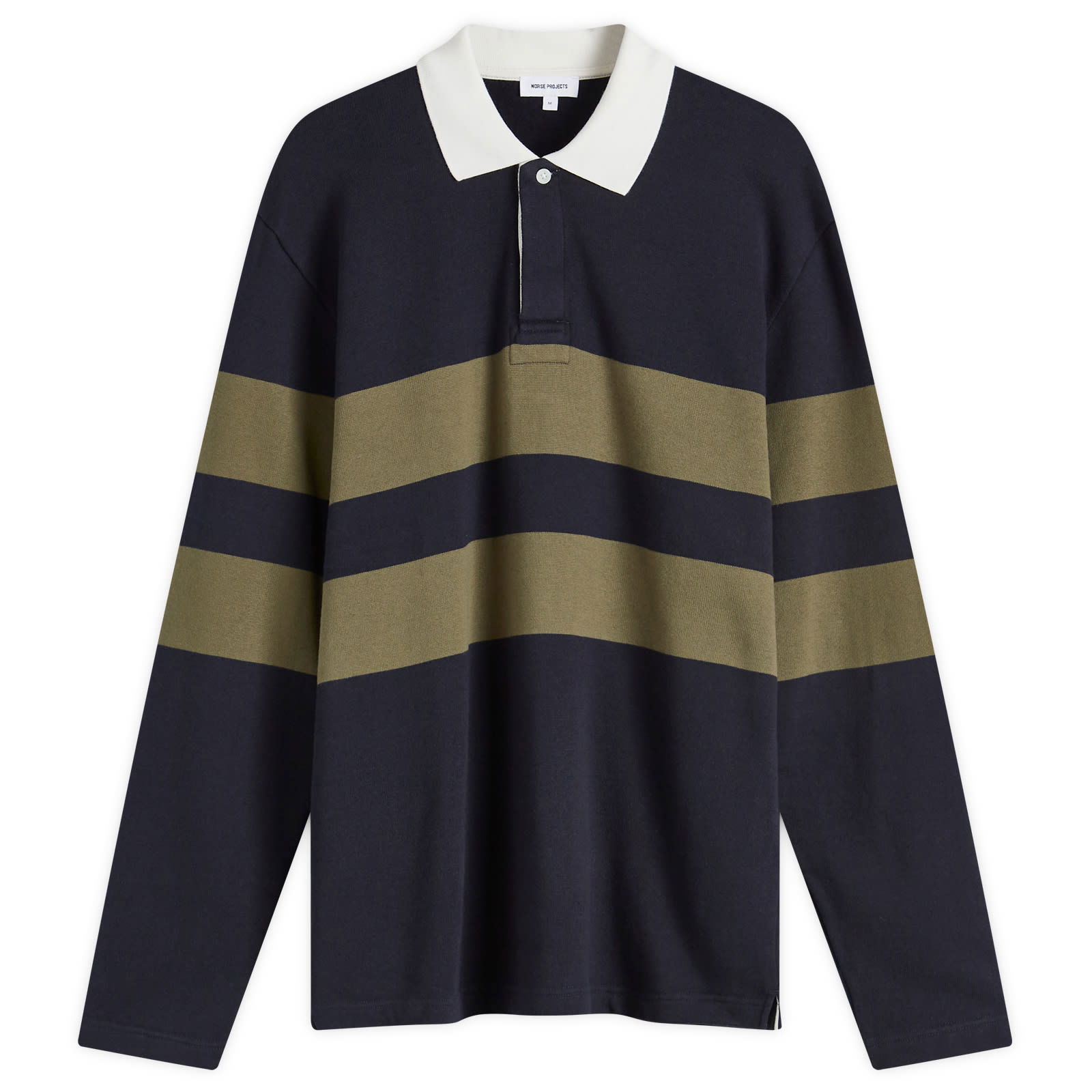 Brushed Stripe Rugby Polo Navy Large