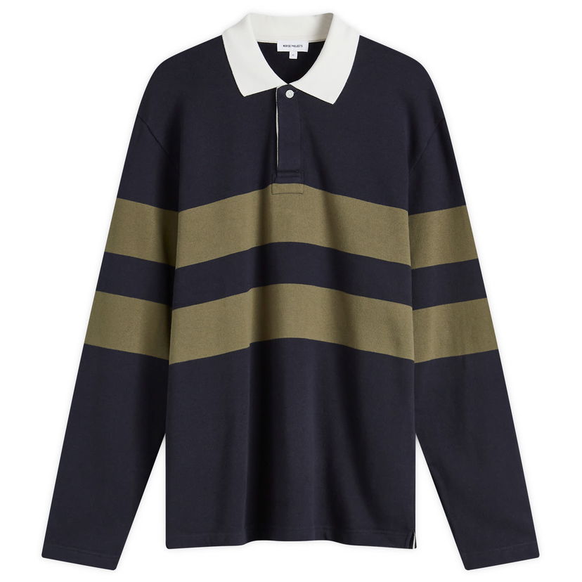 Polo tričko NORSE PROJECTS Brushed Stripe Rugby Polo Navy Large Navy | N10-0210-7004