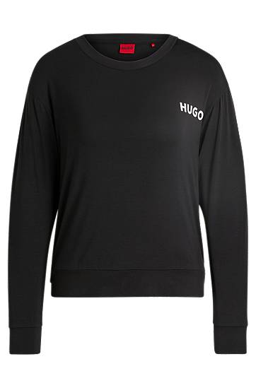 Sveter BOSS HUGO Relaxed-Fit Pyjama T-Shirt with Logo Čierna | 50490706