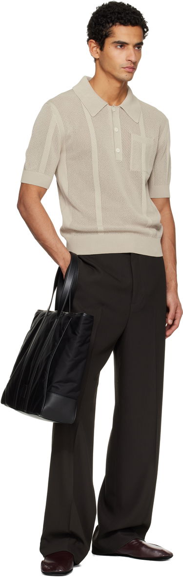 Polo tričko LANVIN Short Sleeve Striped Perforated Knit Polo Béžová | RM-PL0024-K063-E25, 3