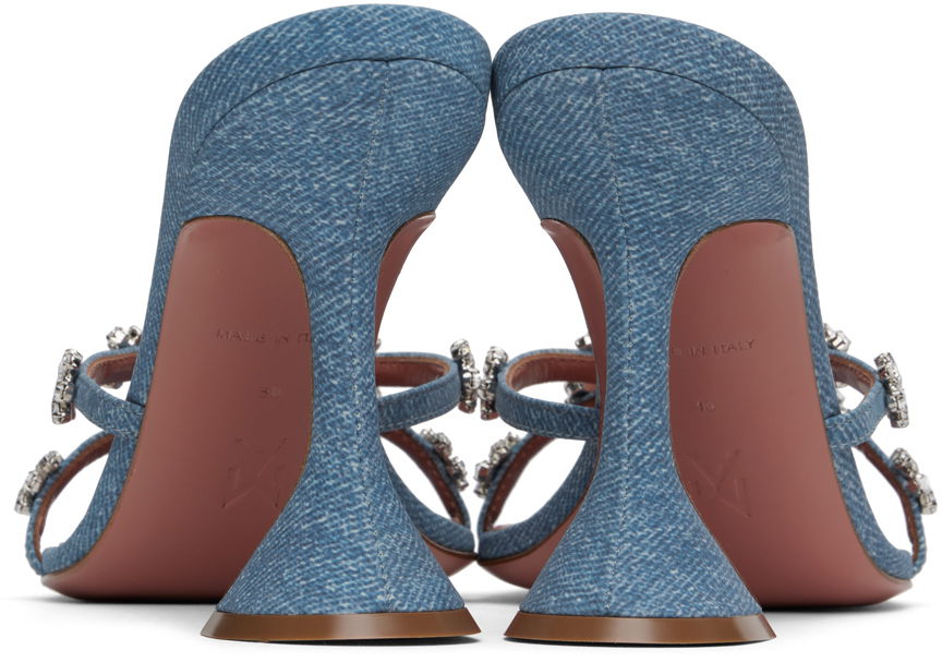 Doplnky Amina Muaddi Amina Muaddi Lily 95 Heeled Sandals Modrá | LILY SLIPPER 95 CL PRINTED SUEDE, 1
