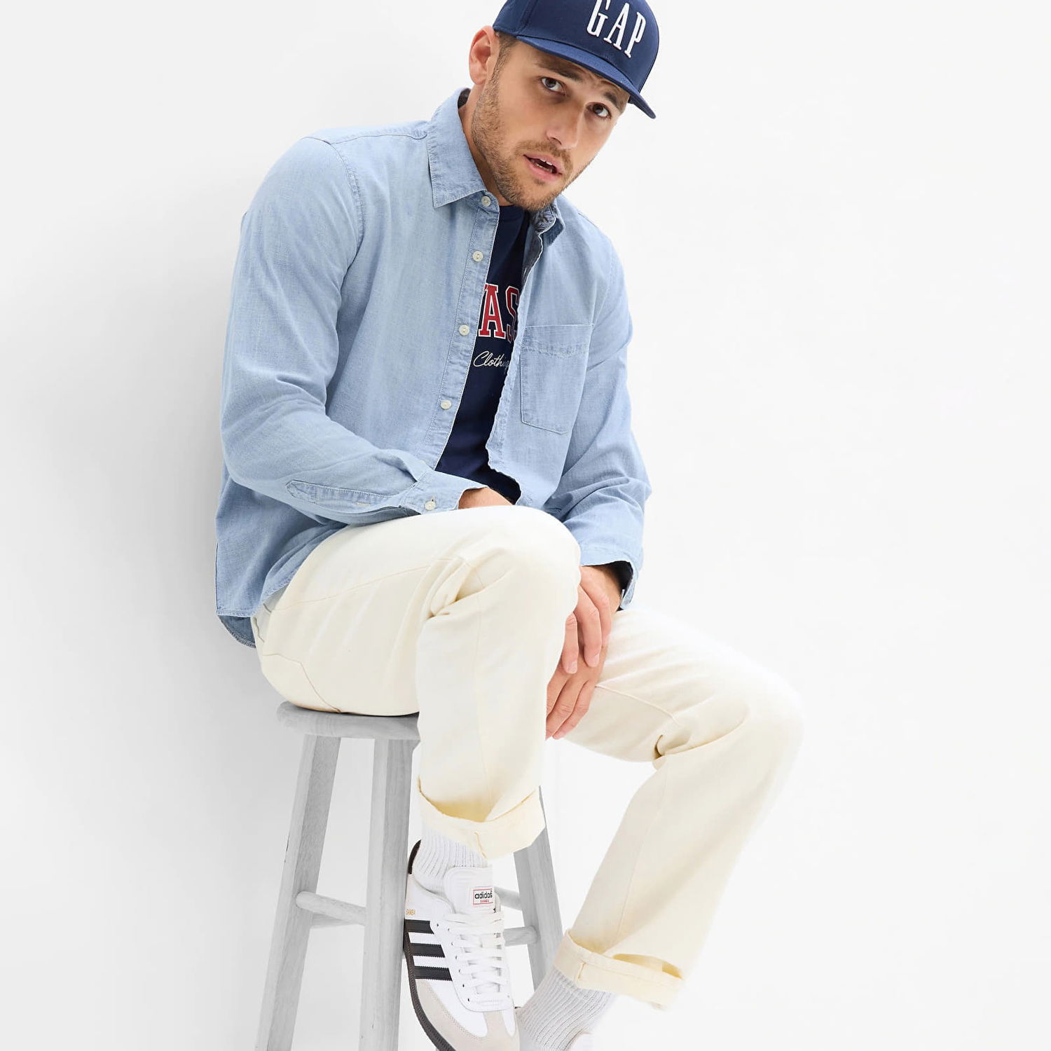 Košeľa GAP Chambray Shirt Light Wash Modrá | 543056-00, 0