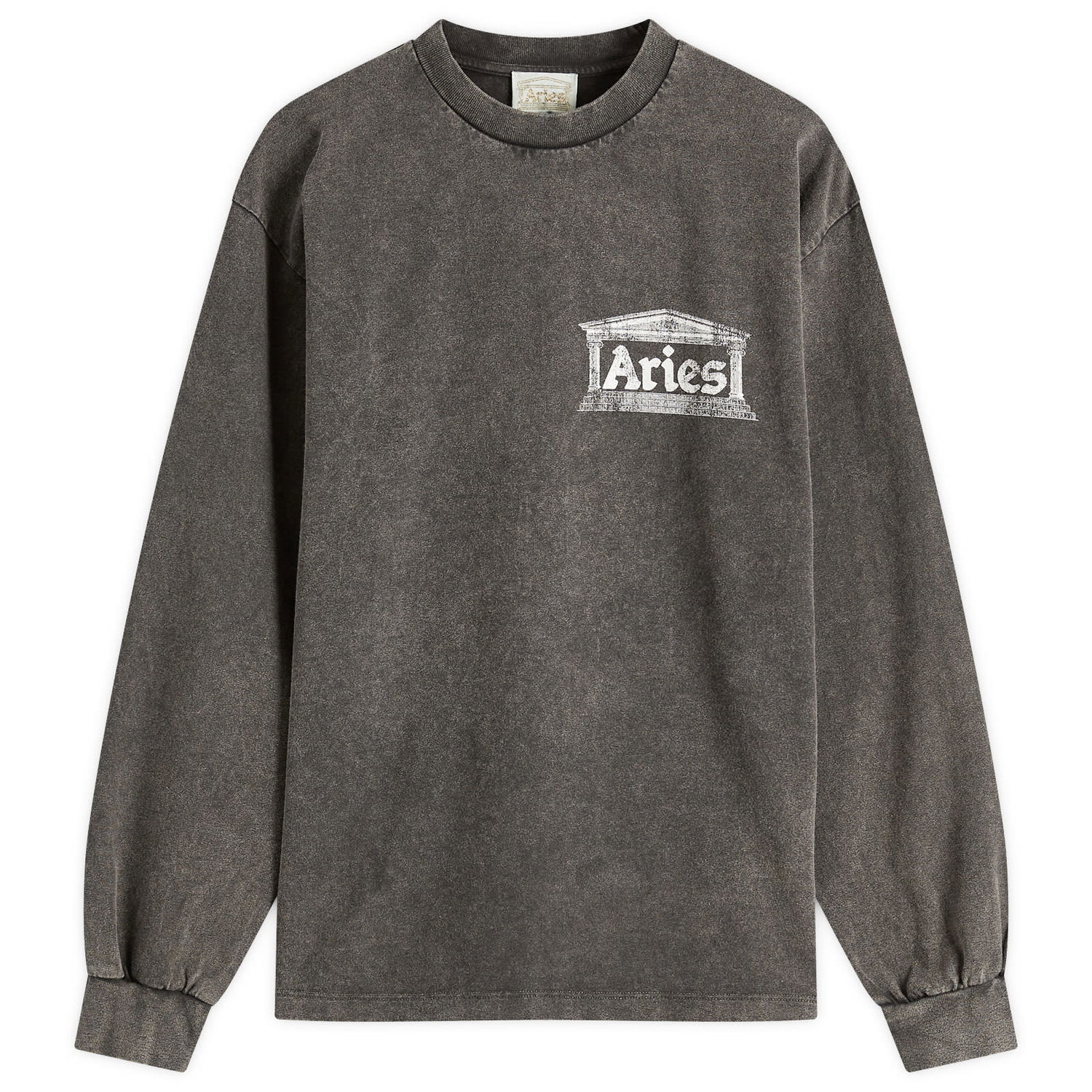 Tričko Aries Aged Ancient Temple Graphic Long Sleeve T-Shirt, Size Large Šedá | AR60141-BLK, 0
