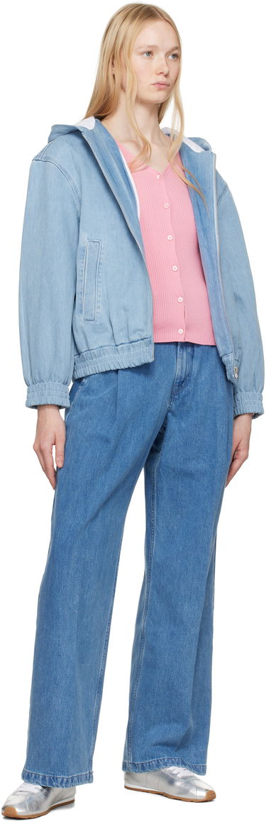 Bunda MAISON KITSUNÉ Maison Kitsuné Zipped Hooded Denim Jacket Modrá | OW02103WD4010, 3