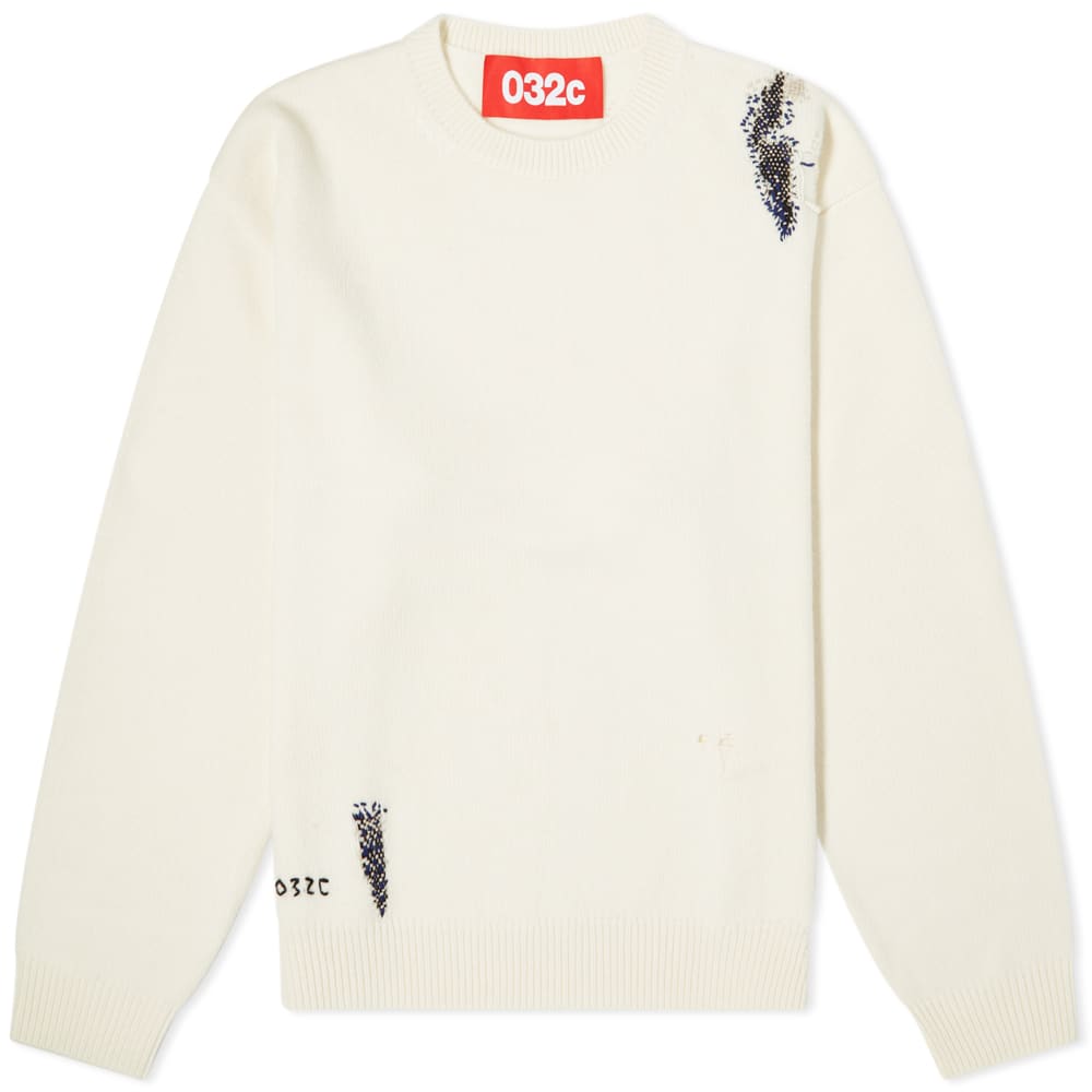 Sveter 032C Hand Repaired Crew Sweater Béžová | FW21-K-1042-NWH, 0