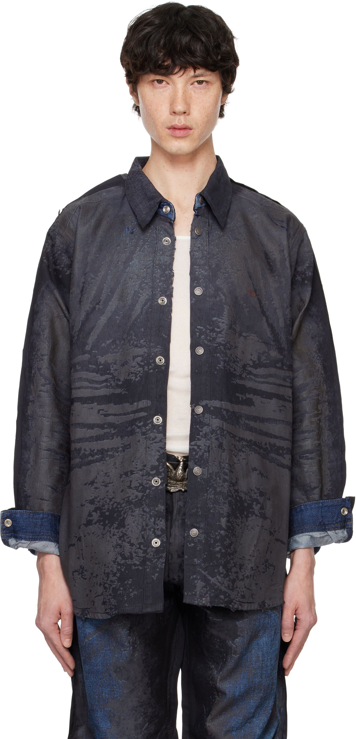Košeľa Diesel Abstract Print Long Sleeve Shirt Modrá | A14728-068NL-01, 0