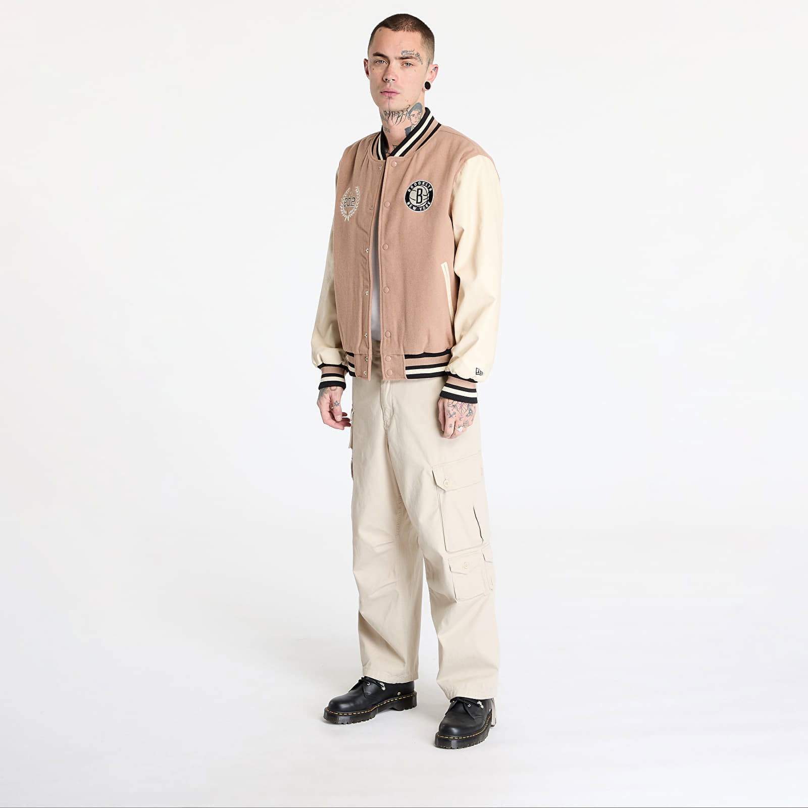 Lifestyle Beige Varsity Jacket