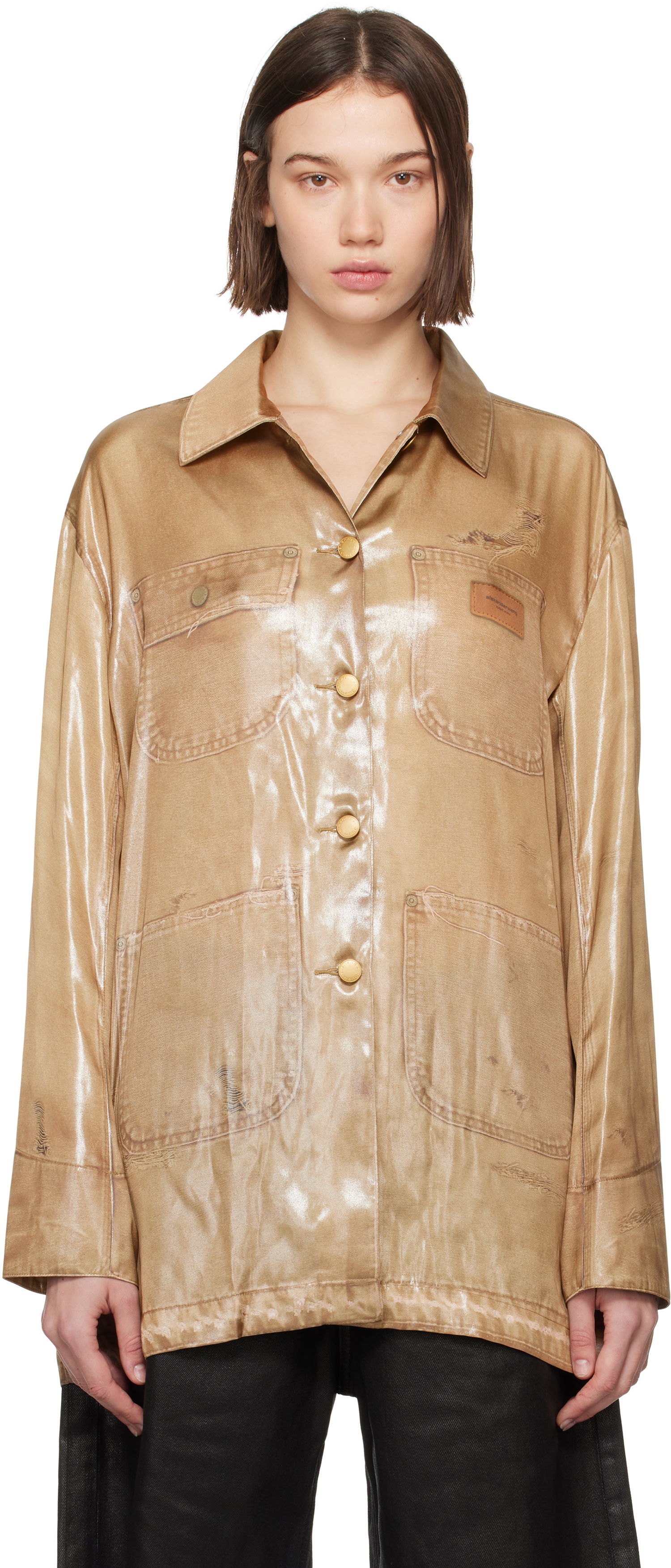 Košeľa Alexander Wang Trompe L'oeil Long Sleeve Shirt Béžová | 1WC3242550, 0