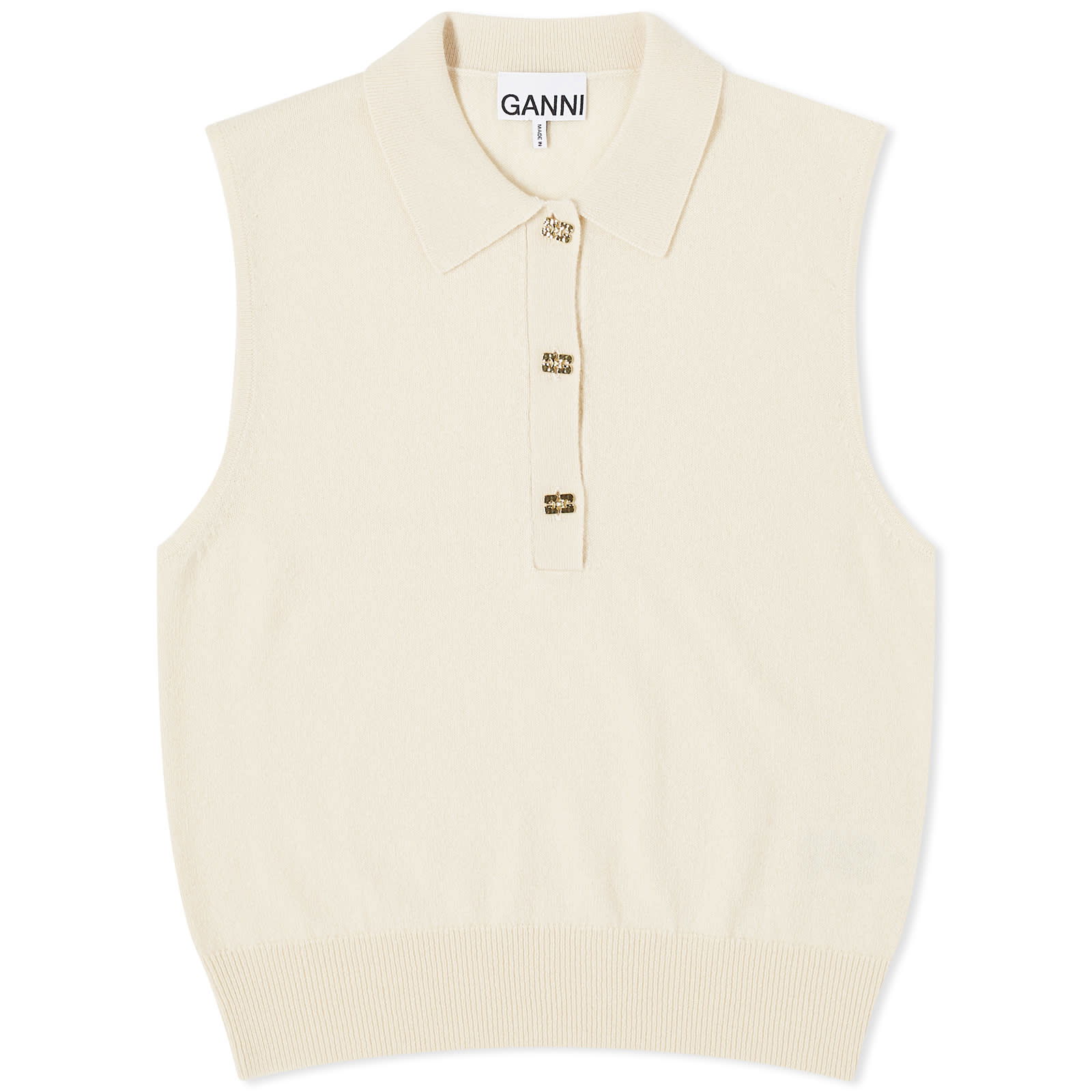 Cashmere Mix Sleeveless Polo Vest