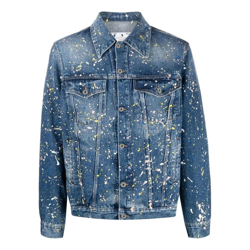 Bunda Off-White Paint Skate Denim Jacket Modrá | OMYE077F22DEN0034000
