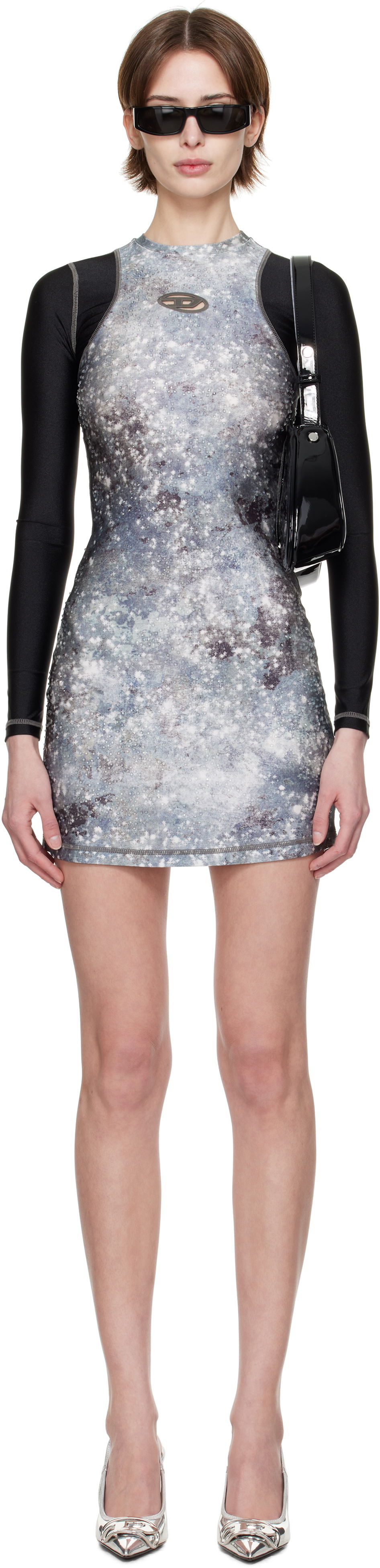 Šaty Diesel Diesel D-Vanne Galaxy Print Minidress Šedá | A16092 0IKAI, 0