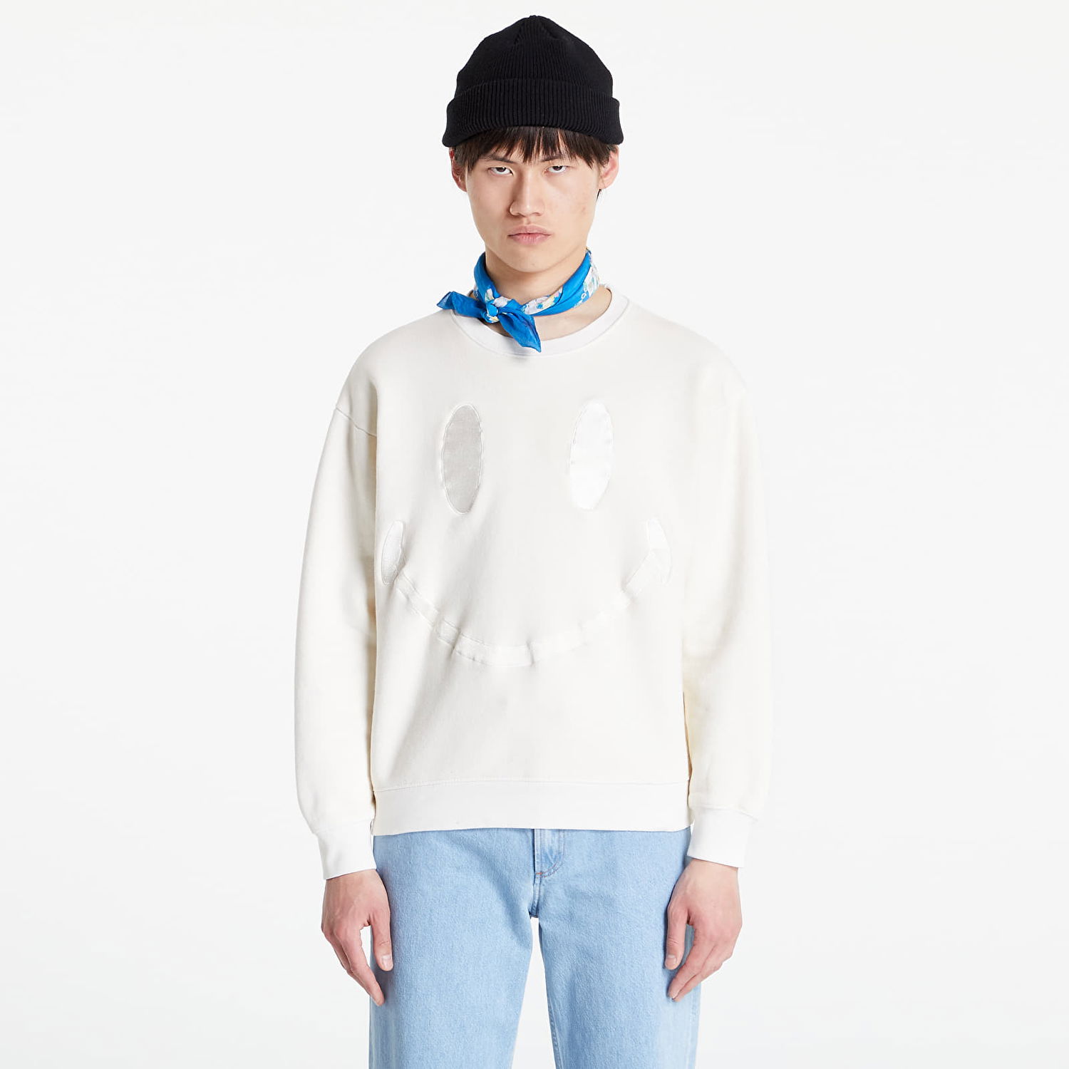 Mikina MARKET Smiley Oversized Crewneck Sweatshirt Biela | 396000834 1228, 1