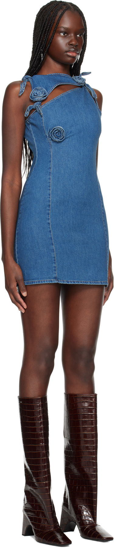 Šaty Coperni Coperni Asymmetric Flower Denim Minidress Modrá | COPR158F2014, 1
