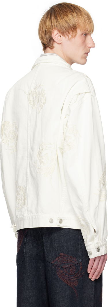Bunda Dries Van Noten Dries Van Noten Embroidered Pattern Denim Jacket Biela | 251-080505-1555, 2