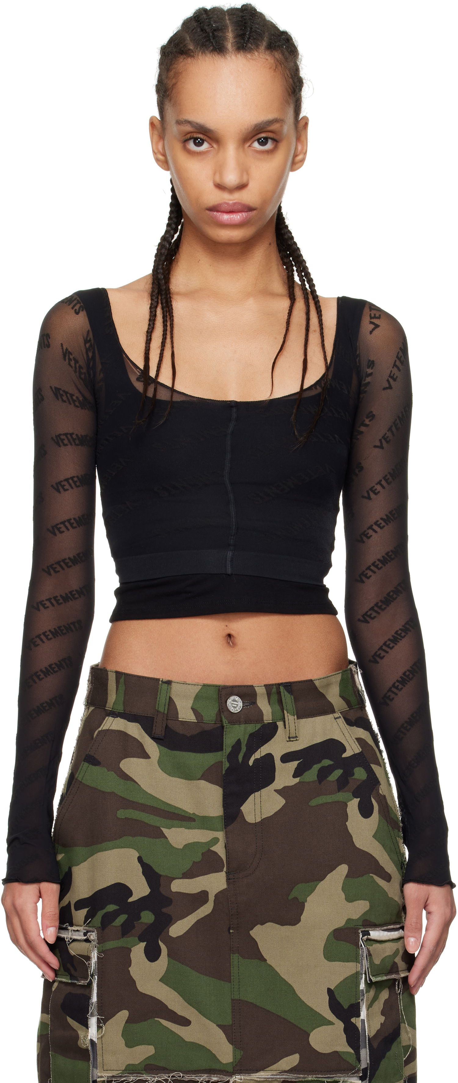 Crop Top VETEMENTS Logo Stockings Top Čierna | WA66HO110B, 0