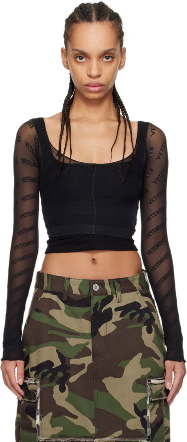 Crop Top VETEMENTS Logo Stockings Top Čierna | WA66HO110B, 0