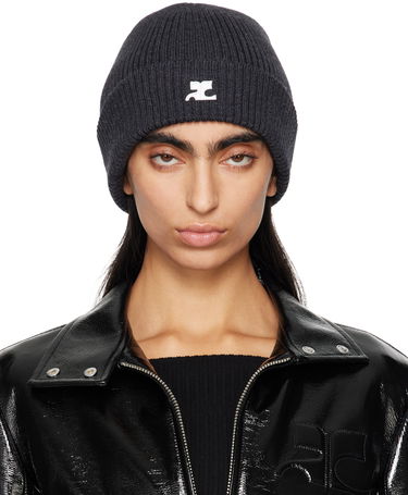 Kulicha Courrèges Ribbed Wool Beanie Šedá | 423MCP002FI0036, 0