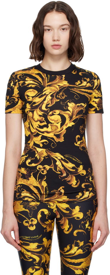 Tričko Versace Versace Jeans Couture Barocco Jersey T-shirt Čierna | E79HAH608_EJS504, 0