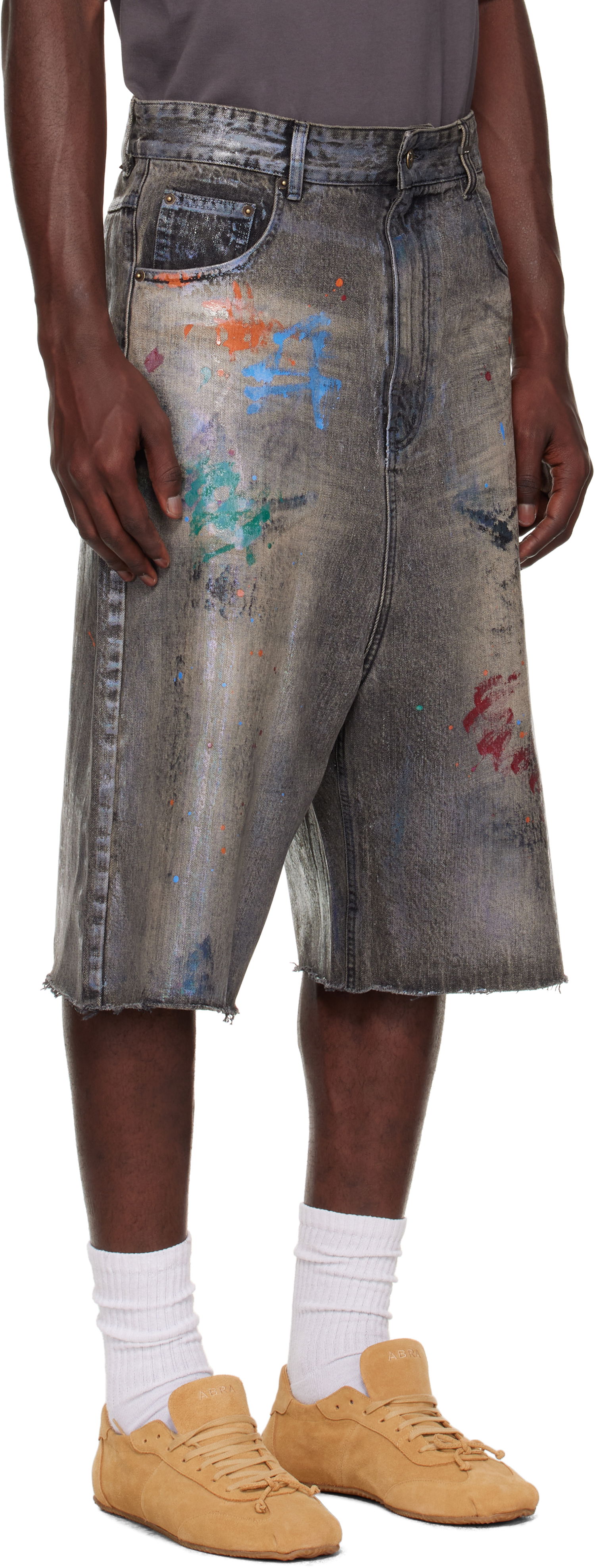 Šortky We11done We11done Painted Denim Shorts Šedá | WD-DP2-25-332-M-BK, 1