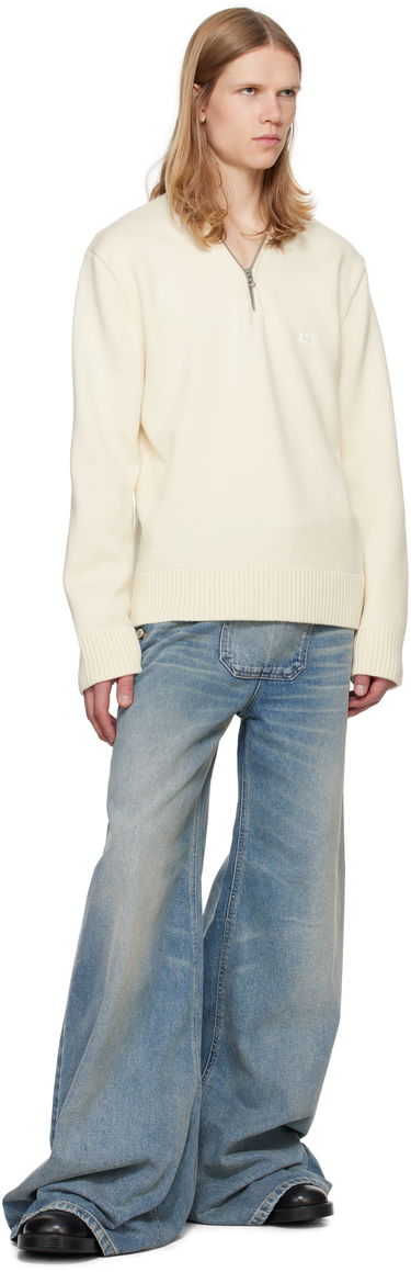 Sveter Courrèges Zipped Wool Sweater Biela | 324MPU179FI0036, 3