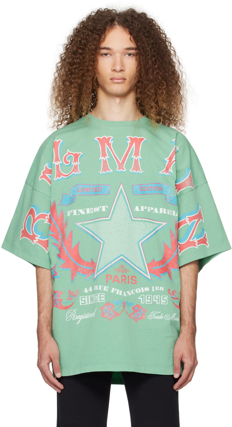 Tričko Balmain Western T-Shirt Zelené | CH1EH130GD23, 0