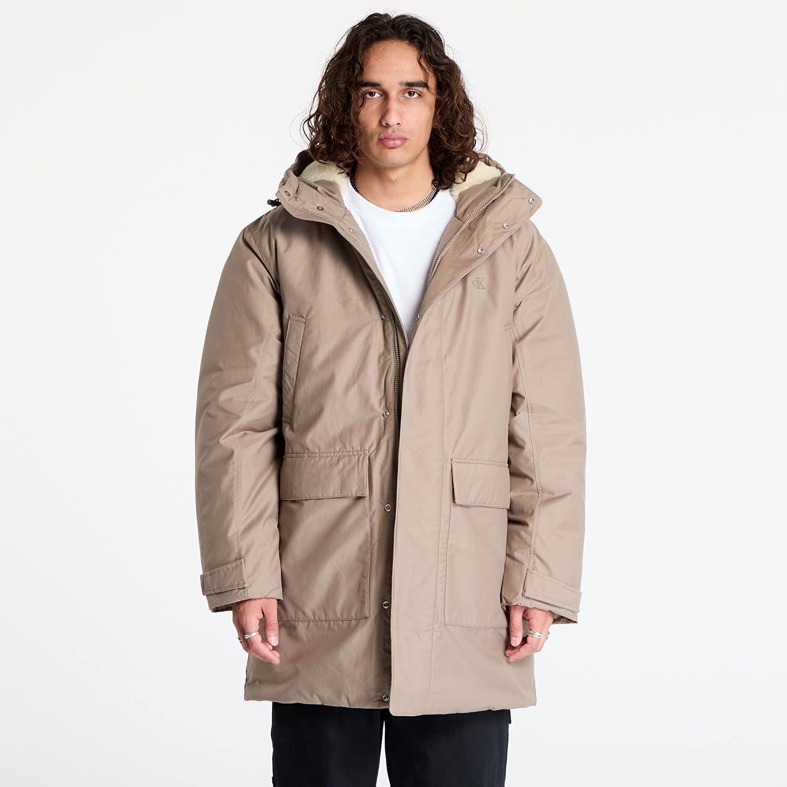 Warm Cotton Nylon Parka Gray