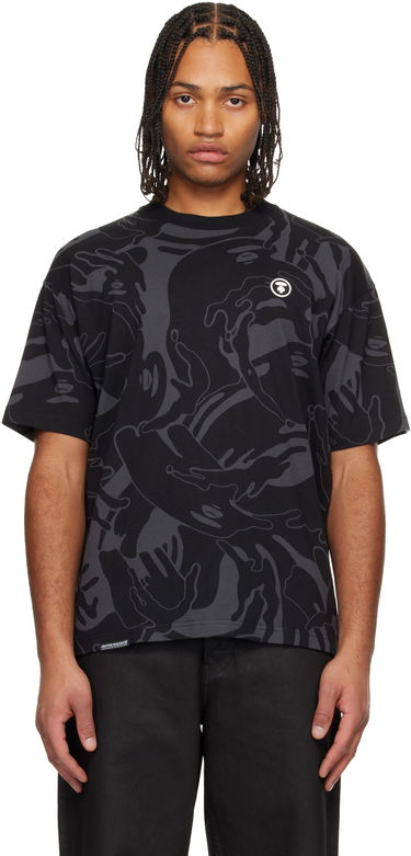 Tričko AAPE by A Bathing Ape Moonface Logo Camo Short Sleeve T-shirt Čierna | AAPTEM1602XXNBKZ, 0