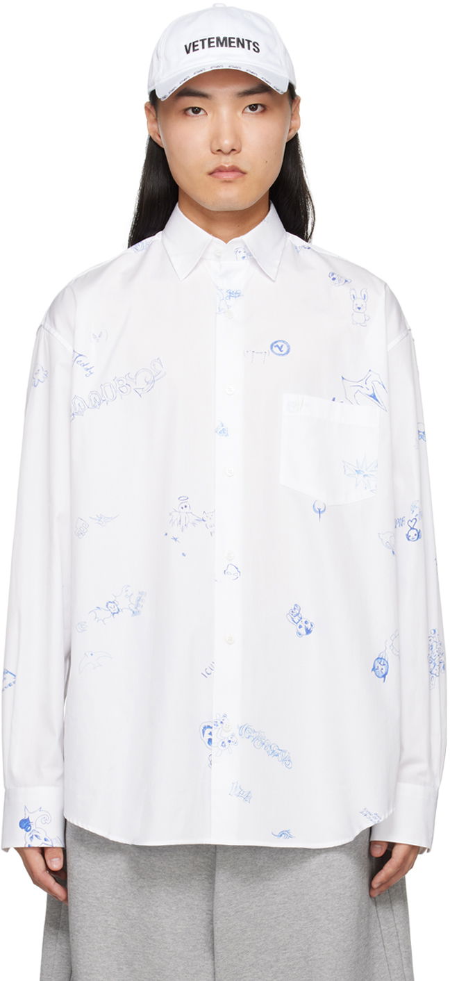 Košeľa VETEMENTS Scribbled Shirt Biela | UE64SH120W, 0